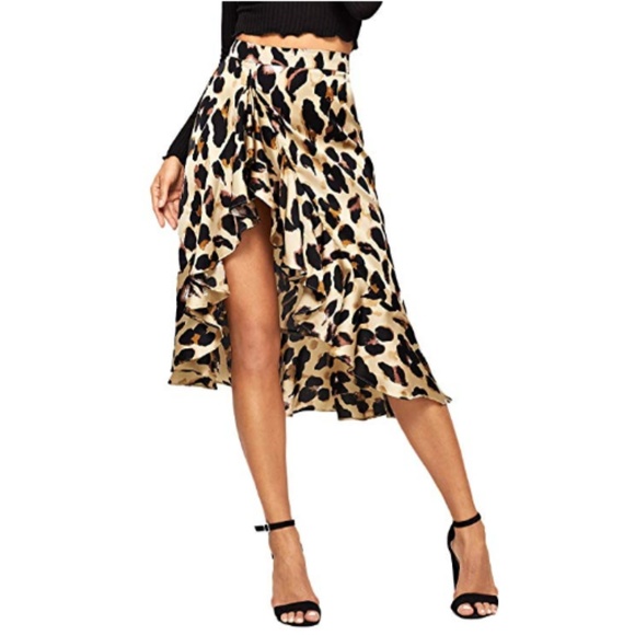 split leopard print skirt